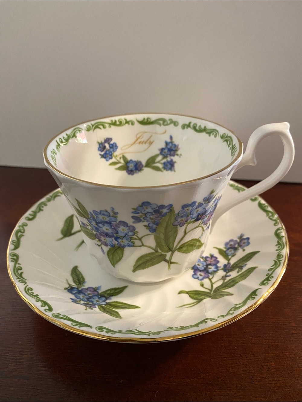 Vintage Royal Albert china cup & saucer set July birthday month flowers